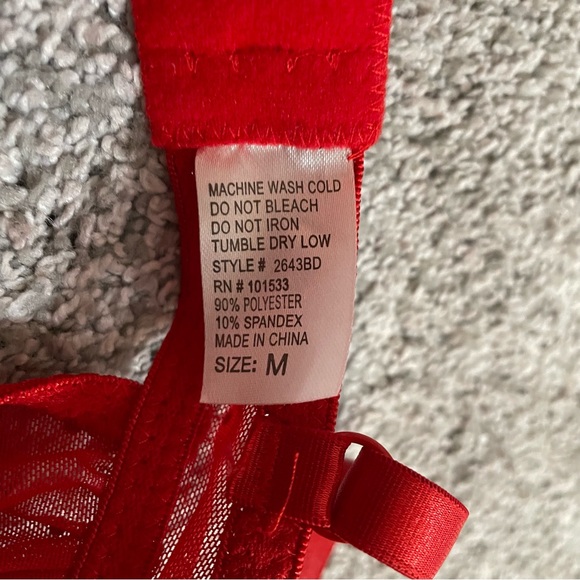 New Spree Size M Santa Red Sheer Babydoll Lingerie & G-String W/ Sequins - Picture 5 of 10